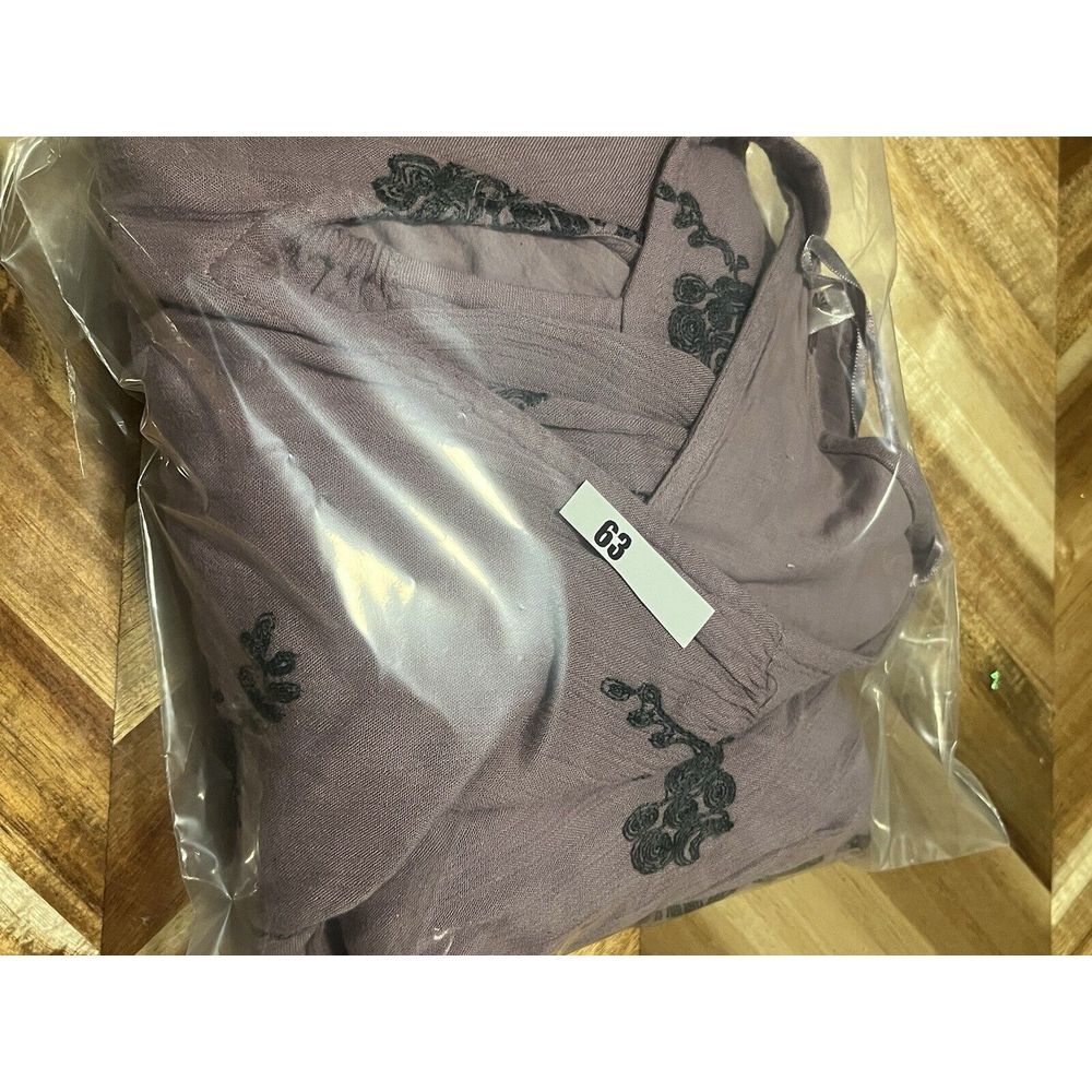 Free People Embroidered Austin Mini Dress long sleeve floral boho lavender Med - Picture 8 of 8